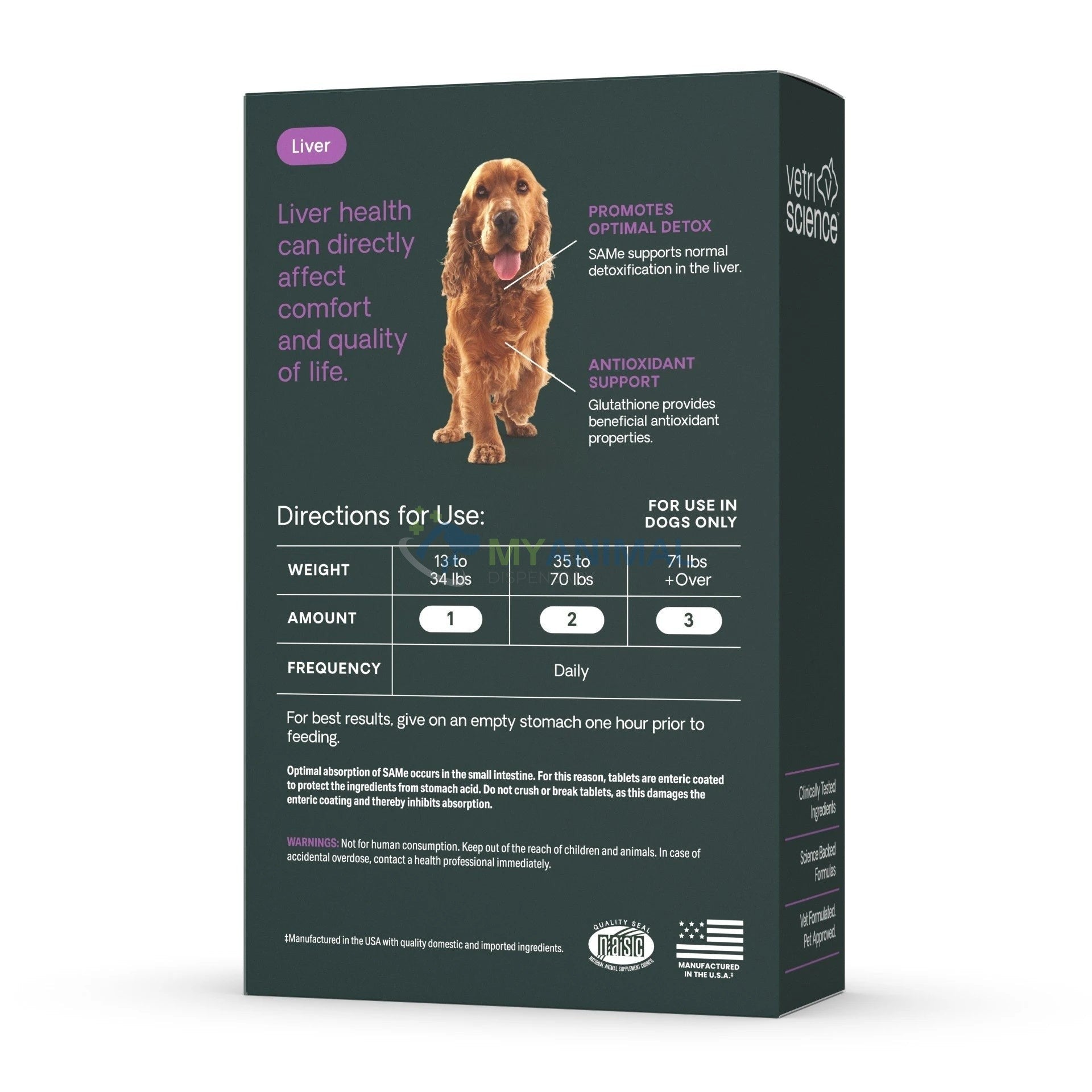 Vetri-Science Vetri SAMe 225 Liver Support Supplement for Dogs