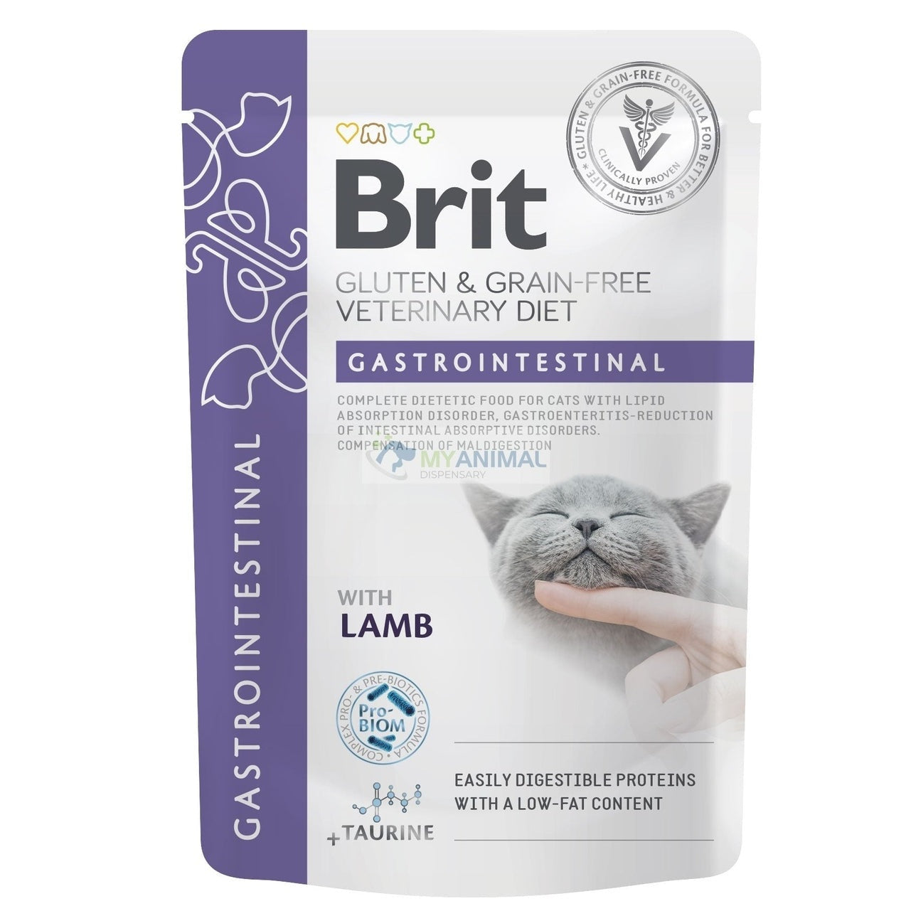 Brit Veterinary Diet Gastrointestinal Low-Fat Grain-Free Feline Lamb Stew Pouches