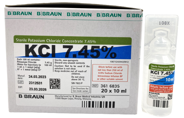 Sterile Potassium Chloride Concentrate (7.45% KCl) 10mL