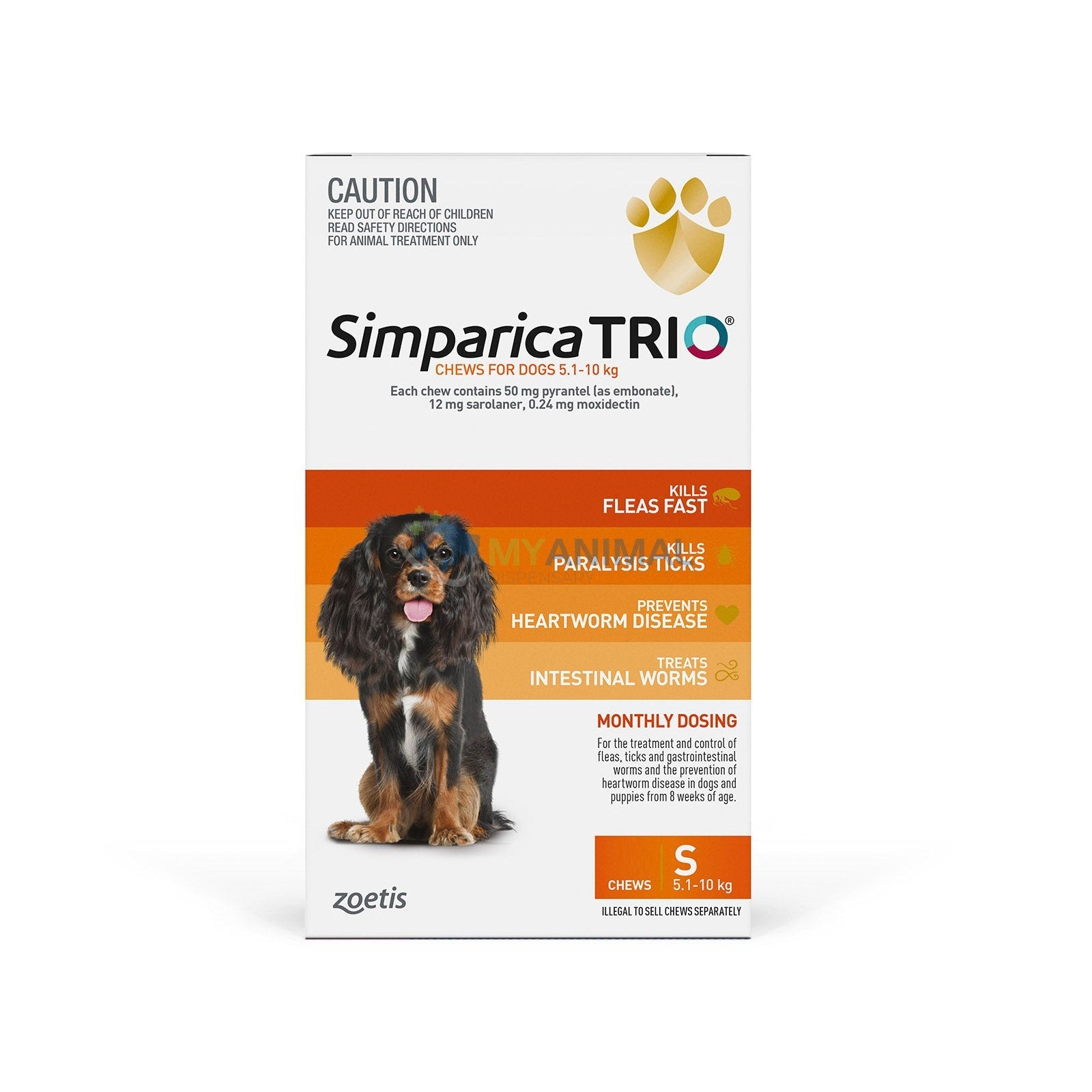 Simparica Trio Flea Tick Heartworm Prevention for Dogs (5.1 to 10Kg)