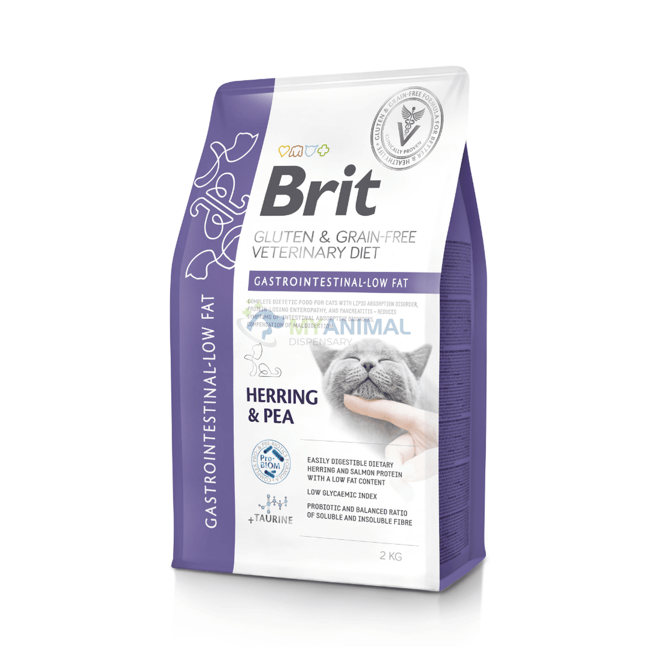 Brit Veterinary Diet Gastrointestinal Low Fat Herring & Pea Grain-Free Feline Dry Food