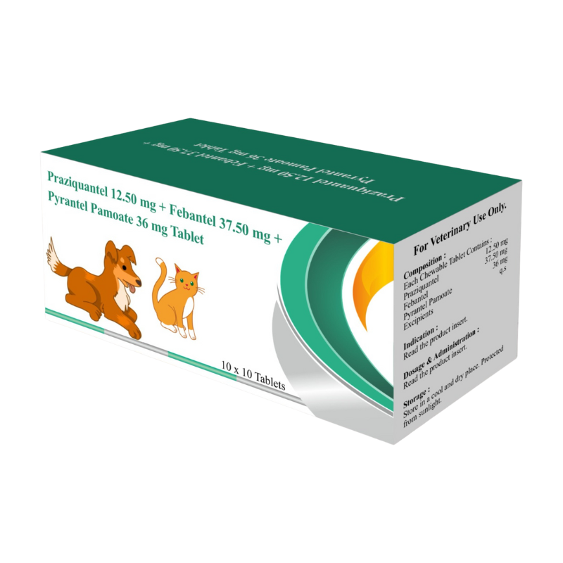 Praziquantel 12.5mg+Febental 37.5mg+Pyrantel Pamoate 36mg Tablet for Small Dogs