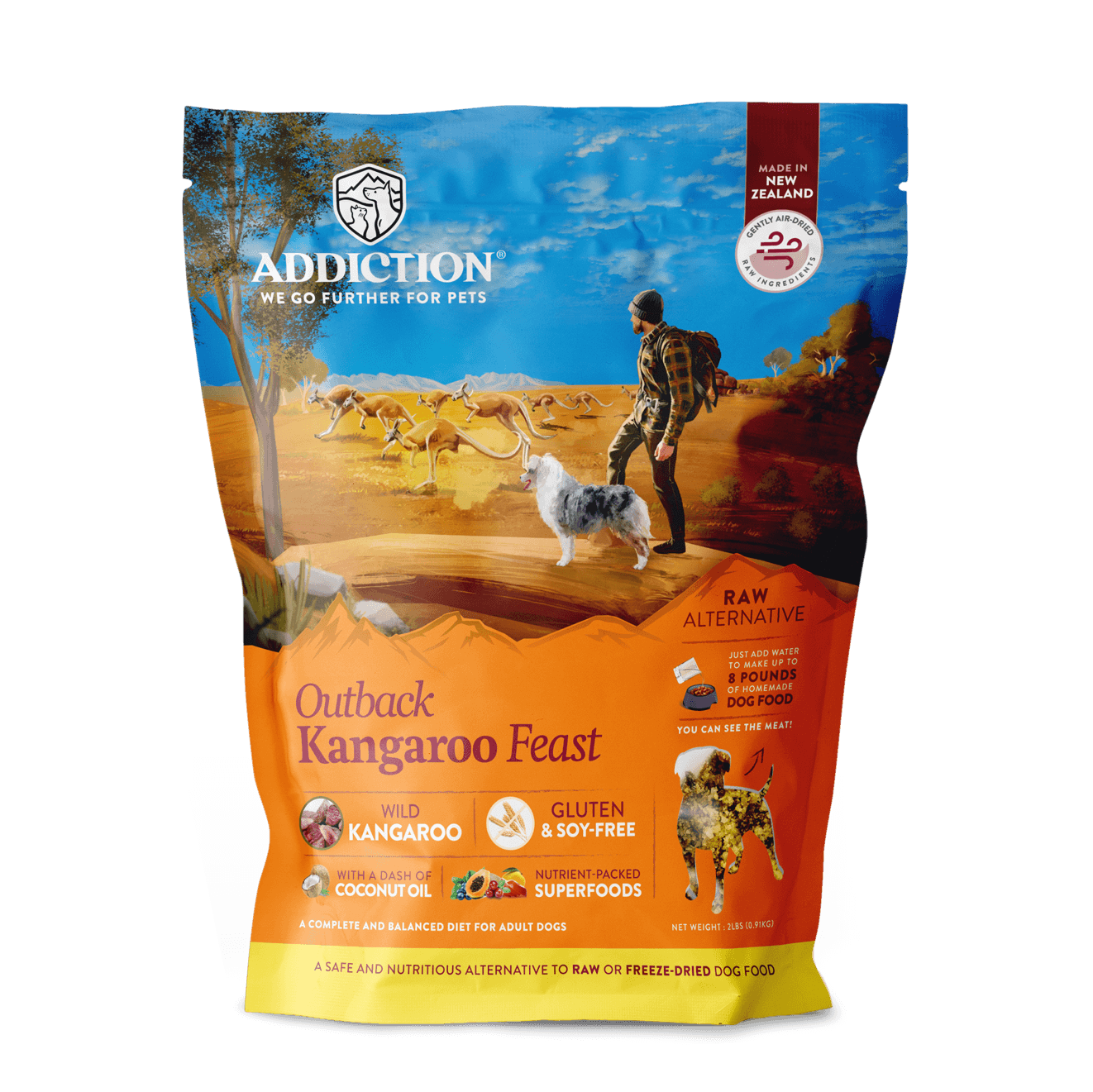 Addiction Outback Kangaroo Feast Grain Free Raw Dehydrated Dog Food (2lbs)