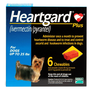 Heartgard Plus Chewables Heartworm Roundworm Hookworm Prevention for Dogs (up to 25lbs)
