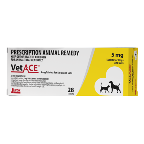 Jurox Vetace Cardiovascular Treatment for Dogs Cat Tablets 5mg