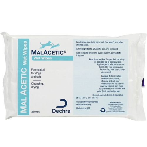 Dechra MalAcetic Wet Wipes for Dogs & Cats (25s)