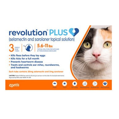 Revolution Plus Medium Orange Fleas Ticks Worms Prevention for Cats (2.6Kg to 5kg)