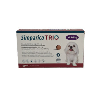 Simparica Trio Flea Tick Heartworm Prevention for Dogs (2.5 to 5kg)