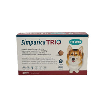 Simparica Trio Flea Tick Heartworm Prevention for Dogs (10 to 20Kg)