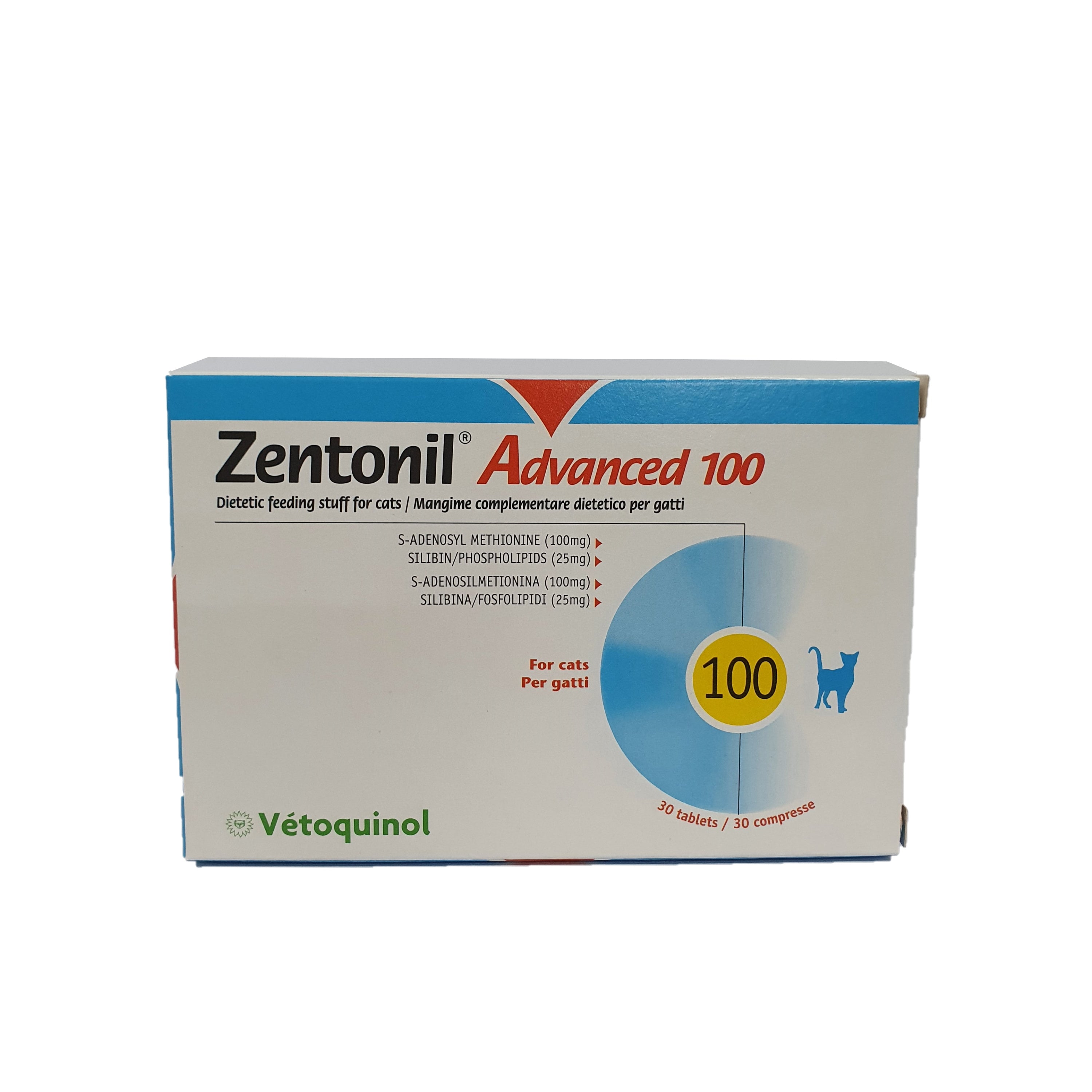 Vetoquinol Zentonil Advanced 100 Liver Function Support for Dogs Cats Pets