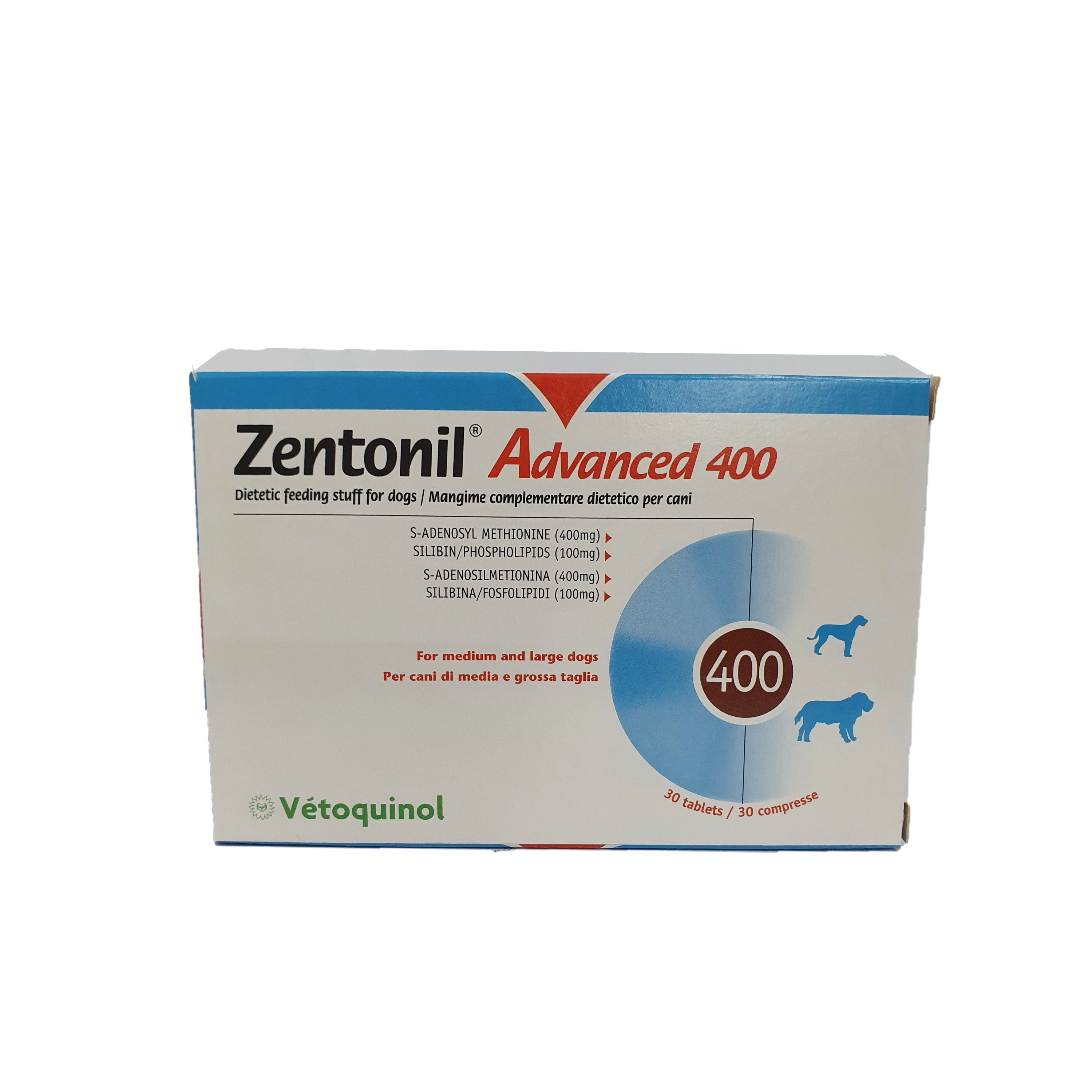 Vetoquinol Zentonil Advanced 400 Liver Function Support for Dogs Cats Pets