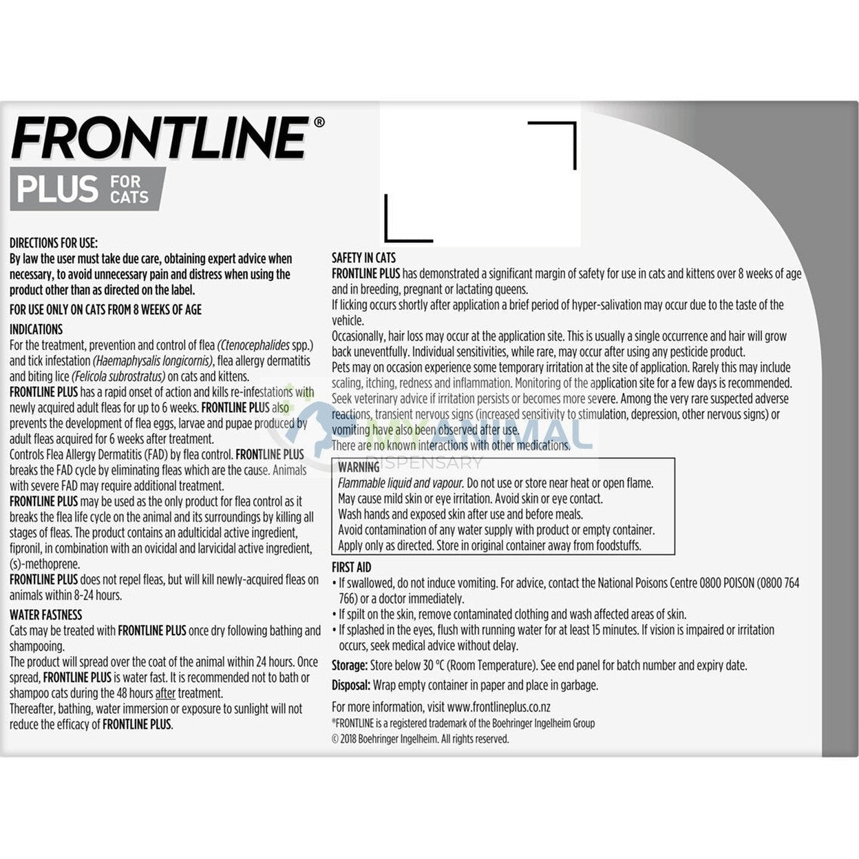 Frontline Plus Fleas Ticks Prevention for Cats