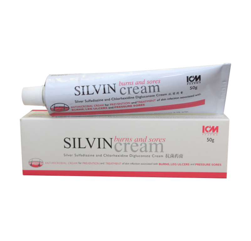 Silvin Cream (1% Silver Sulfadiazine and 0.2% Chlorhexidine Digluconate cream) 50g